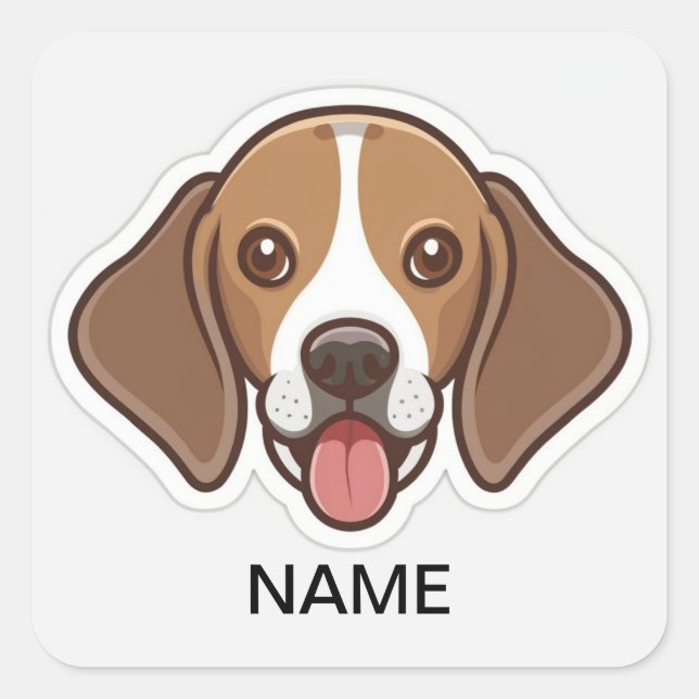 Cute personalized beagle dog  square sticker (Front)