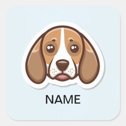 Cute personalized beagle dog square sticker