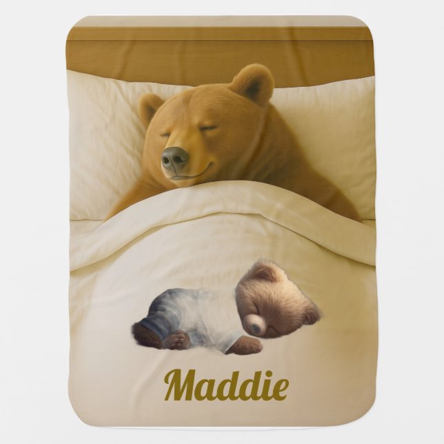 Cute Personalized Bear Baby Blanket (Front)