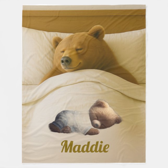 Cute Personalized Bear Blanket (Front)