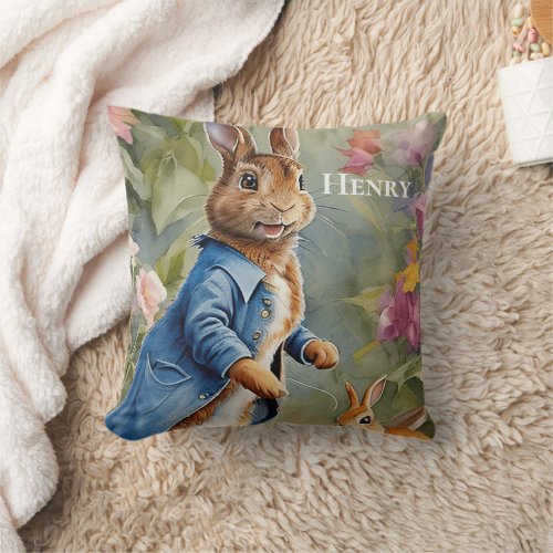 Cute Personalized Beatrix Potter Nursery Throw Pillow