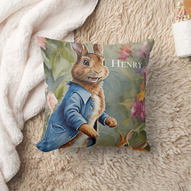 Cute Personalized Beatrix Potter Nursery Throw Pillow (Blanket)