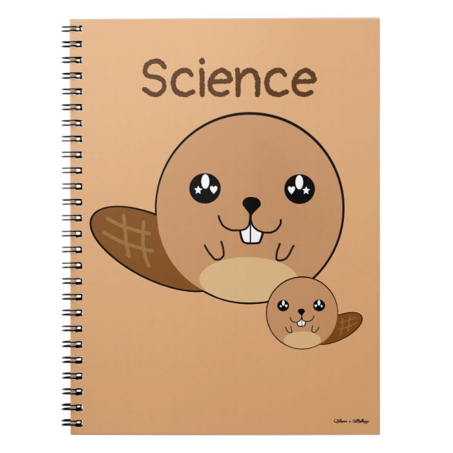 Cute Personalized Beaver Animal Kawaii school Notebook (Front)