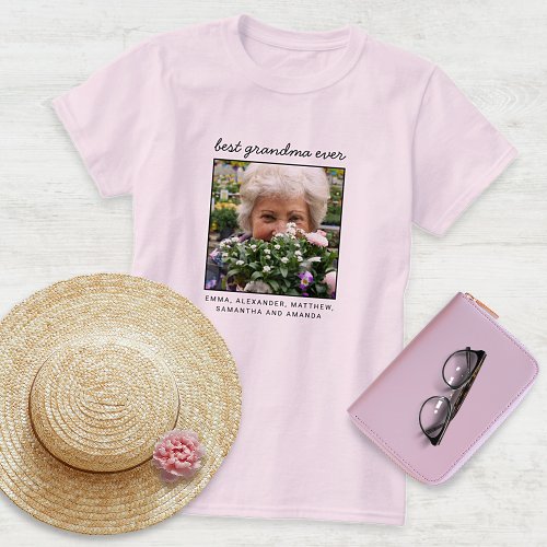 Cute Personalized Best Grandma Ever Photo T_Shirt