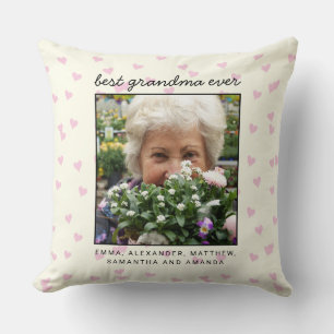 Cute Personalized Best Grandma Ever Photo Throw Pillow