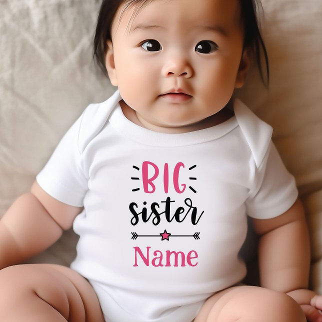 Cute Personalized Big Sister Baby Bodysuit (Custom Name Big Sister Baby Bodysuits - Adorable Personalized Designs!)