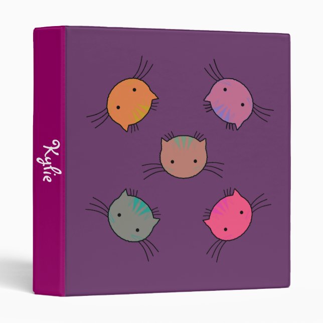 Cute Personalized Binder with Cat Faces (Front/Spine)