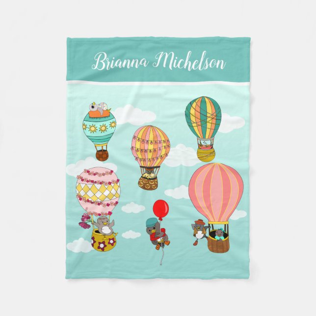 Cute Personalized Bird Illustration for Kids Fleece Blanket (Front)