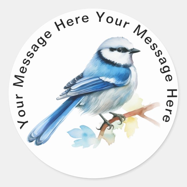 Cute Personalized Bird Stickers Azure Tit (Front)