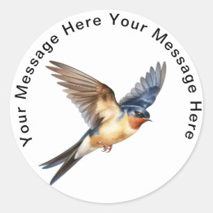 Cute Personalized Bird Stickers Barn Swallow