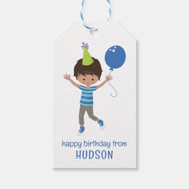 Cute Personalized Birthday Boy Gift Tags (Front)