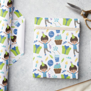 Cute Personalized Birthday Boy Wrapping Paper