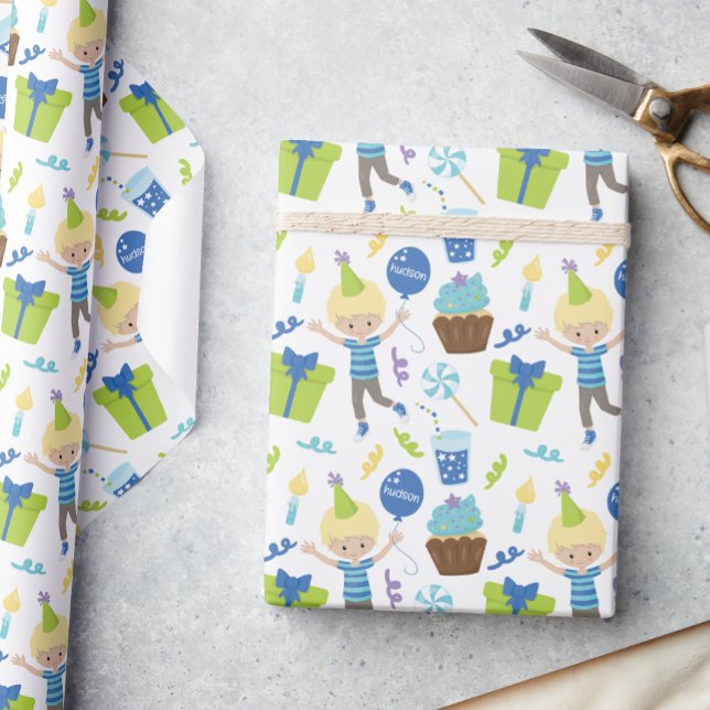 Cute Personalized Birthday Boy Wrapping Paper (Creator Uploaded)