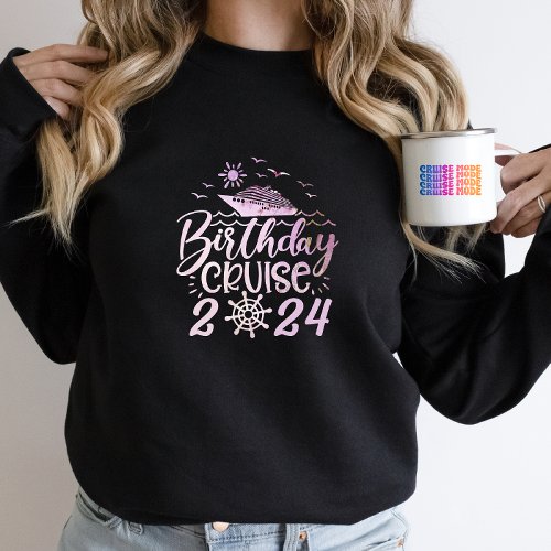 Cute Personalized Birthday Cruise Ship Family Pink T_Shirt