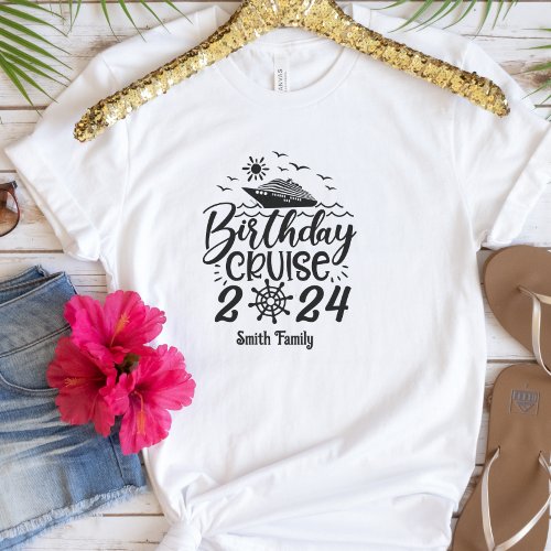 Cute Personalized Birthday Cruise Ship Family  T_Shirt