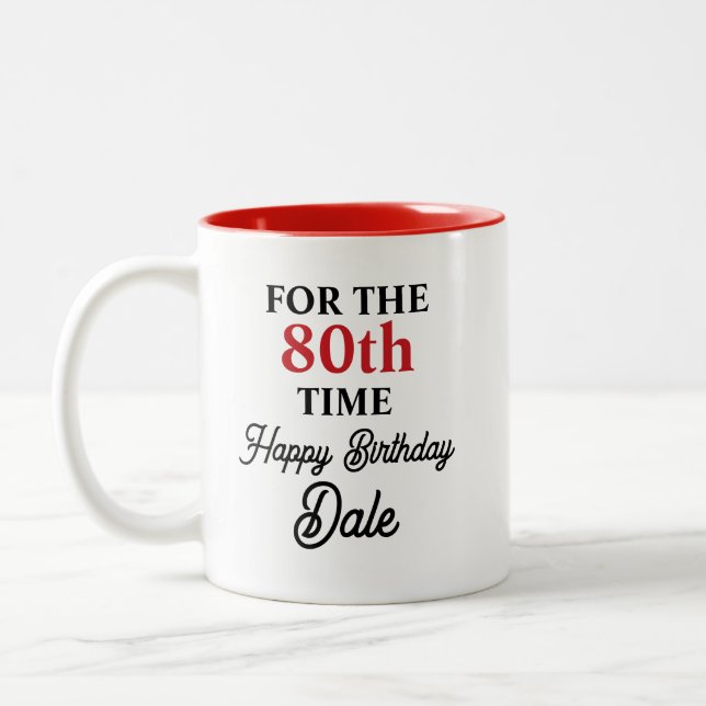 Cute Personalized Birthday Two-Tone Coffee Mug (Left)