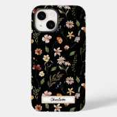 Cute Personalized Black Floral Wildflower Case-Mate iPhone Case (Back)