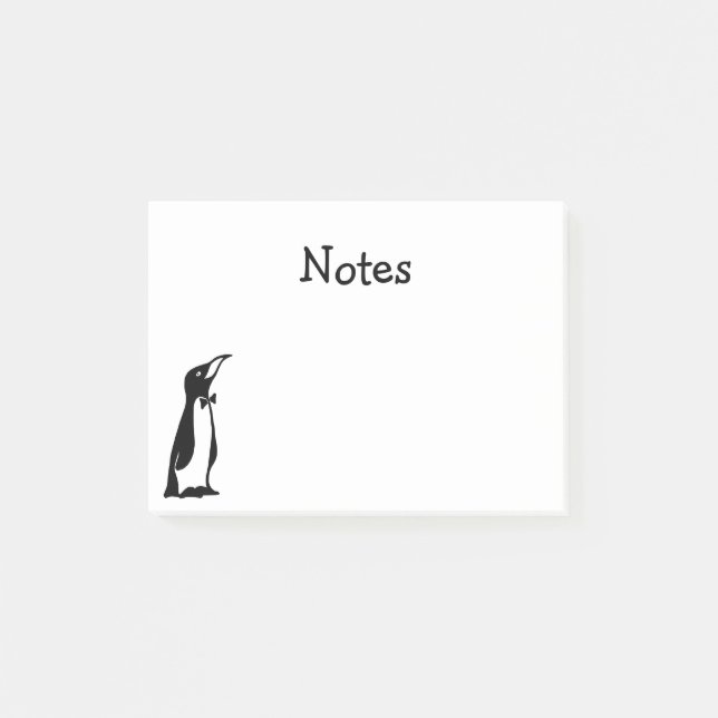 Cute Personalized Black White Penguin Post-it Notes (Front)