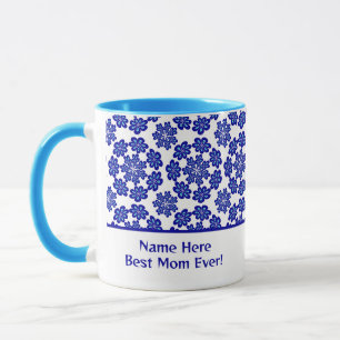 Cute Personalized Blue Evil Eye Geometric Pattern Mug