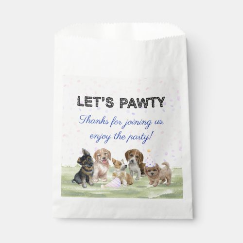 Cute Personalized Blue Puppy Dog Birthday Party Favor Bag