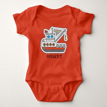 Cute Personalized Blue Red Gray Tugboat Baby Baby Bodysuit by LittleThingsDesigns at Zazzle