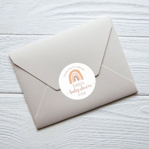 Cute Personalized Boho Rainbow Baby Shower Classic Round Sticker