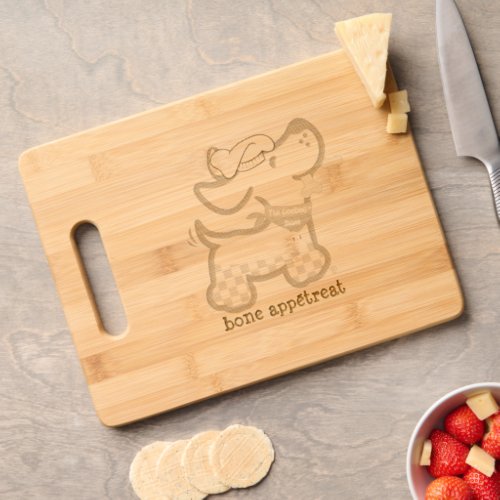 Cute Personalized Bone Apptreat Dog Silhouette Cutting Board