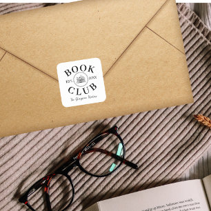 Cute Personalized Book Club Members  Square Sticker