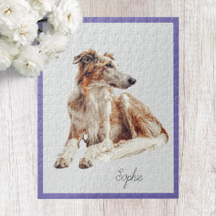 Cute Personalized Borzoi Dog Jigsaw Puzzle