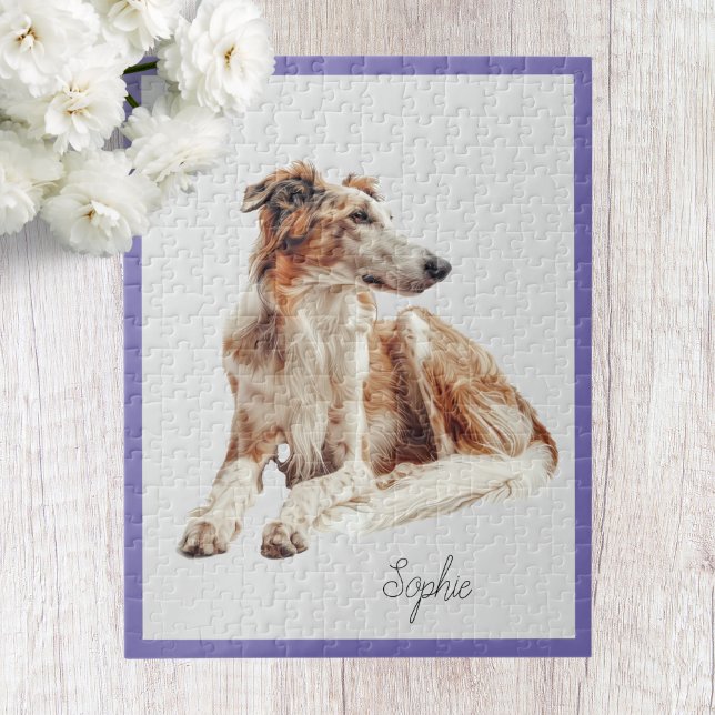 Cute Personalized Borzoi Dog Jigsaw Puzzle (Creator Uploaded)