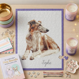 Cute Personalized Borzoi Dog Jigsaw Puzzle