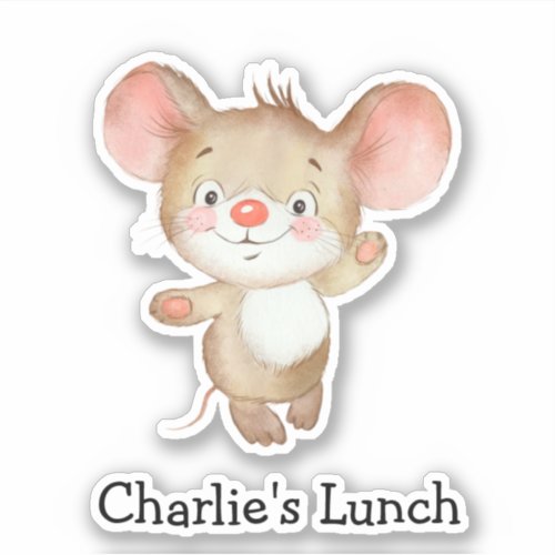 Cute Personalized Boy Name Mouse Lunch Box  Sticker