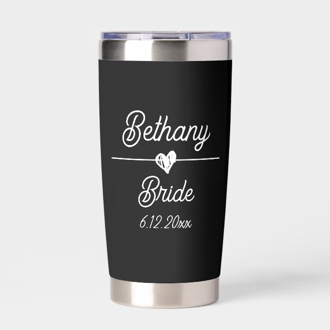 Cute Personalized Bride Black and White Insulated Tumbler (Front)