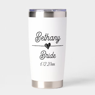 Cute Personalized Bride Black and White Insulated Tumbler
