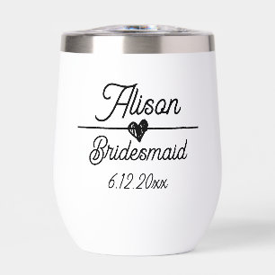 Cute Personalized Bridesmaid Gift Thermal Wine Tumbler