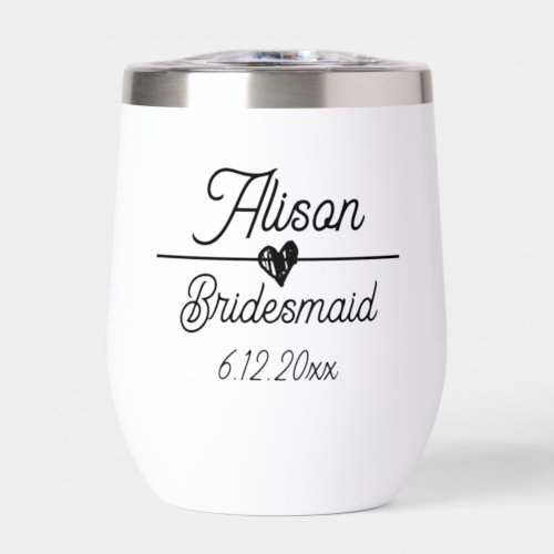 Cute Personalized Bridesmaid Gift Thermal Wine Tumbler