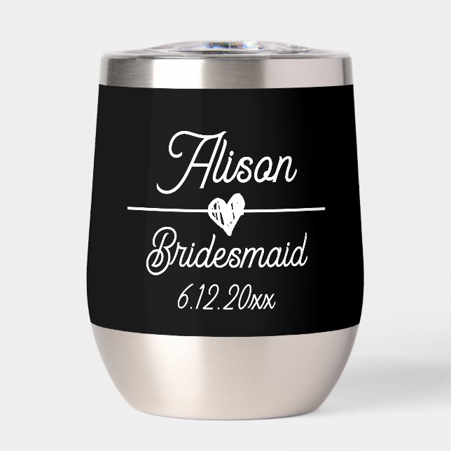 Cute Personalized Bridesmaid Gift Thermal Wine Tumbler (Front)