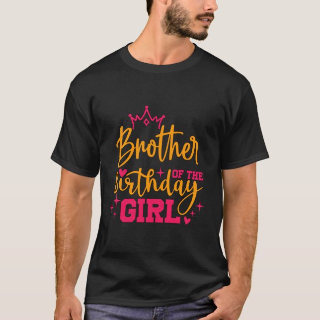Cute Personalized Brother Of The Birthday Girl Mat T-Shirt (Front)