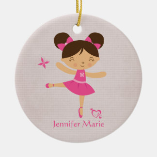 Cute personalized brown hair ballerina ornament