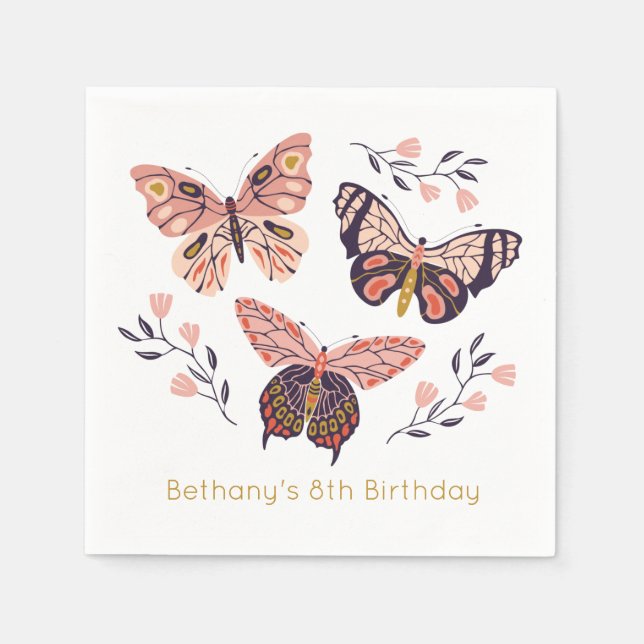 Cute Personalized Butterfly Napkins (Front)