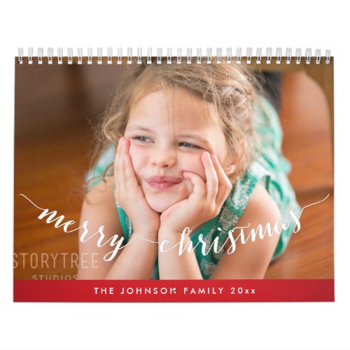 Cute Personalized Calendars Red Merry Christmas