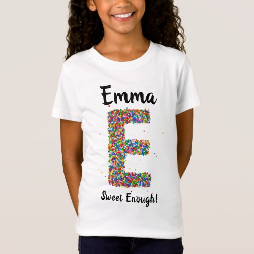 Cute Personalized Candy Sprinkles Monogrammed E T_Shirt