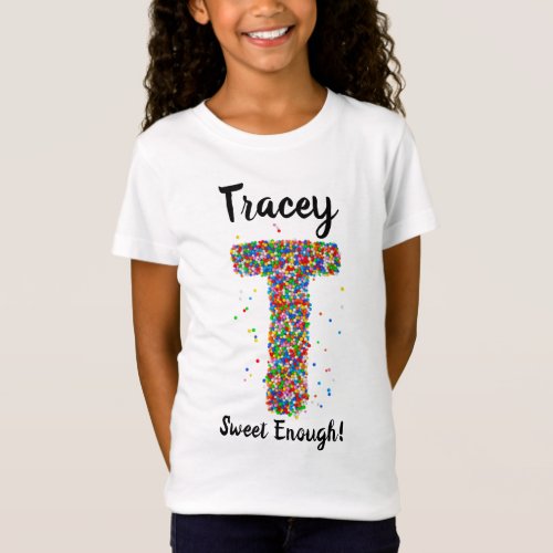 Cute Personalized Candy Sprinkles Monogrammed T T_Shirt