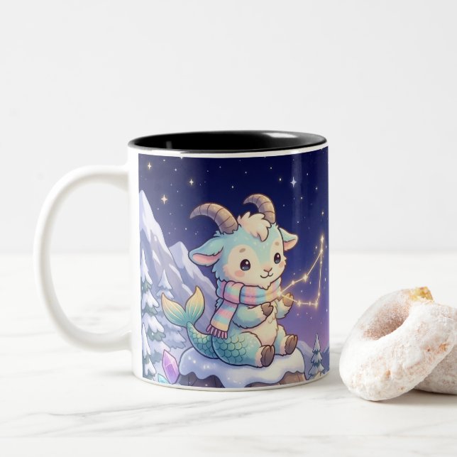 Cute Personalized Capricorn Zodiac Mug (With Donut)