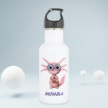 Cute Personalized Cartoon Axolotl  Stainless Steel Water Bottle<br><div class="desc">Cute and fun personalized water bottle with an illustration of a nerdy axolotl. Great gift for kids. Illustrated and designed by Patricia Alvarez.</div>