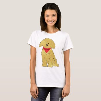 Cute Personalized Cartoon Goldendoodle Puppy T-shirt by the_doodle_dog at Zazzle