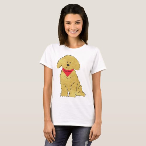 Cute Personalized Cartoon Goldendoodle Puppy T_Shirt
