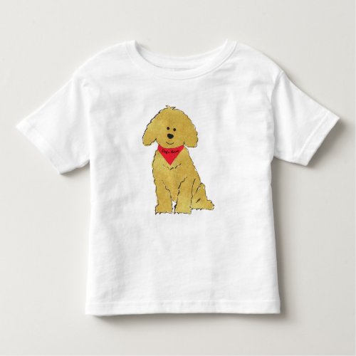 Cute Personalized Cartoon Goldendoodle Puppy Toddler T_shirt