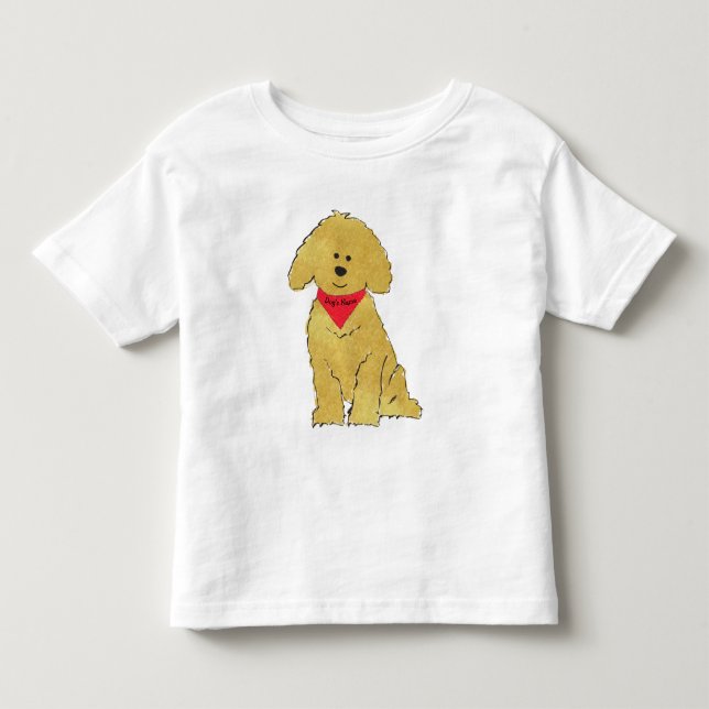 Cute Personalized Cartoon Goldendoodle Puppy Toddler T-shirt (Front)