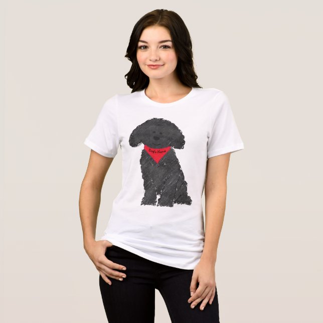 Cute Personalized Cartoon Labradoodle Puppy Tri-Blend Shirt (Front Full)